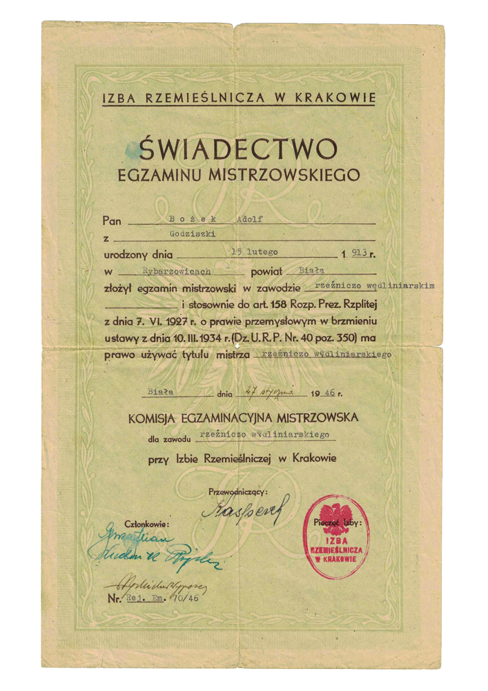 Świadectwo egzaminu mistrzowskiego